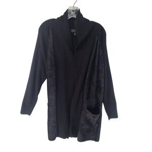 18.  Susan Graver Women's Rib Knit Duster Cardigan Sweater Black Size 2X Office